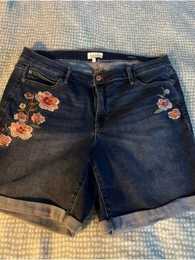 Nicole Miller mid rise blue Jean shorts 14